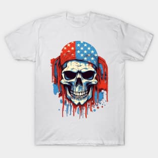 Proud to be an American and rockin' my Skull Flag with bold colors US T-Shirt